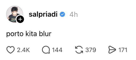 insidefolkative's tweet photo. Sal Priadi juga kayanya sobat IHSG juga nih, di postingan Threadsnya, 

"porto kita blur" 

😭😭😭😭😭😭😭 https://t.co/qrmE0jpvyE