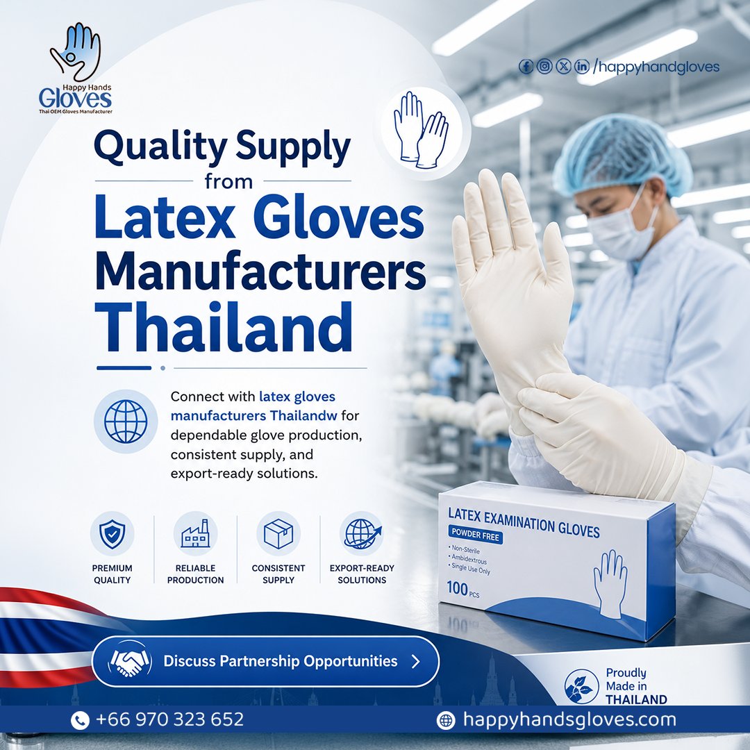 HappyHandGlove's tweet photo. Trusted latex glove manufacturing from Thailand. 🇹🇭

 Premium quality, reliable production, and export-ready solutions for global businesses. 

Ready to partner with a trusted supplier? 👉 https://t.co/mSjE7ZThZD 

#HappyHandsGloves #LatexGloves #GloveManufacturer #MedicalGloves https://t.co/Zzr9zdr5FJ