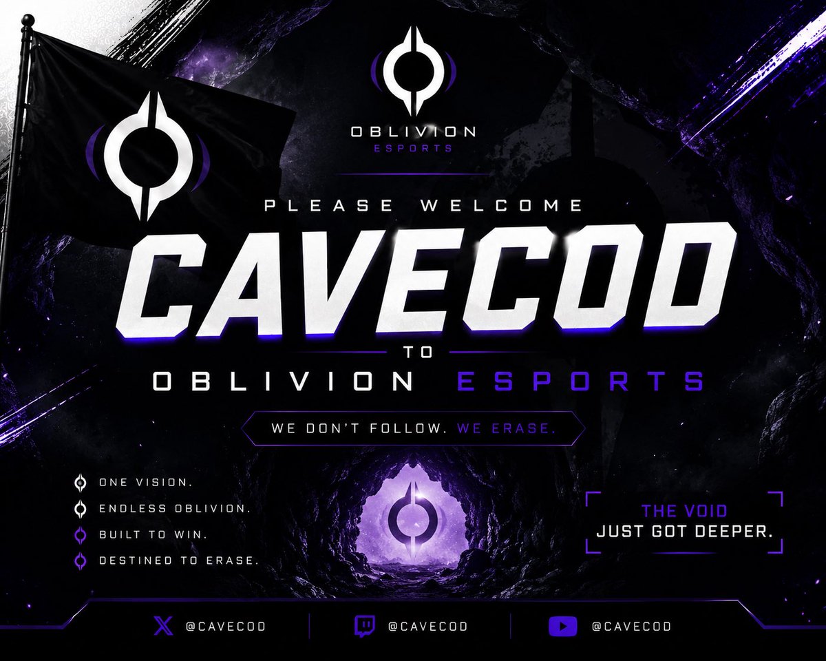 CaveCod's tweet photo. Officially have joined @OblivionEsportz Excited to bring some hardware home 🏆🏆 https://t.co/U37ReQrIjE