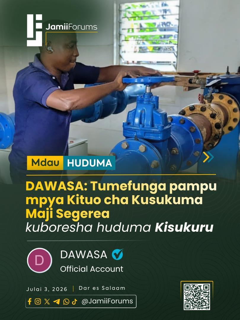 JamiiForums's tweet photo. Walichoposti Mamlaka ya Majisafi na Usafi wa Mazingira Dar es Salaam (#DAWASA) katika Jukwaa la https://t.co/dDd21Ugmlv, Julai 2, 2026.
Zaidi tembelea https://t.co/f1qNjOf6Au
#JamiiForums #JFHuduma #Uwajibikaji
Tembelea mtandao wa JamiiForums kufuatilia zaidi mijadala kutoka DAWASA pamoja Wizara ya Maji📌