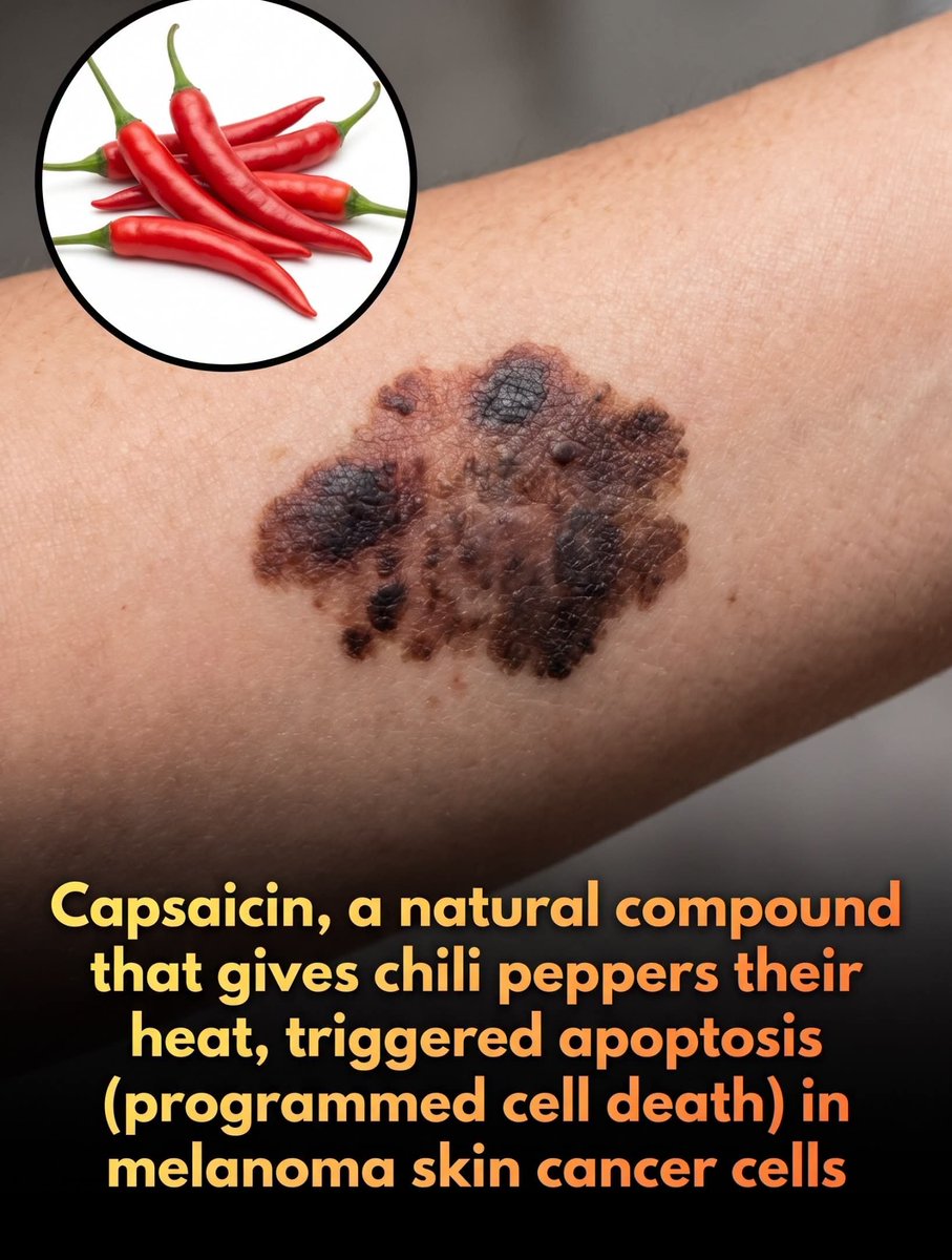 SmartScience's tweet photo. 🚨 The natural compound that gives chili peppers their heat may hold the key to fighting skin cancer.

In a fascinating discovery for oncology, laboratory studies show that capsaicin—the active organic compound that gives chili peppers their signature spicy kick—possesses a remarkable ability to force human melanoma cells into programmed cell death, also known as apoptosis. 

When applied to highly aggressive human melanoma cell lines, capsaicin acts as a molecular saboteur. It selectively triggers mitochondrial dysfunction and stimulates the production of reactive oxygen species, which fundamentally damages the cancer cells from the inside out. 

This process activates key executioner enzymes, like caspase-3 and PARP, which systematically dismantle and destroy the cancerous structures.

Furthermore, the compound targets a tumor-associated protein called tNOX, suppressing a crucial helper protein known as SIRT1 and halting cancer growth. While capsaicin initially triggers autophagy—a cellular survival mechanism where cells consume their own damaged parts—inhibiting this response actually makes the cancer-killing effects of capsaicin even stronger. However, researchers emphasize that while these findings in cell lines and animal models are incredibly promising, capsaicin is not yet an approved clinical treatment for melanoma in humans. Still, mapping out these intricate molecular pathways opens up exciting new doors for developing targeted nutraceutical therapies that could one day work alongside traditional skin cancer treatments.

source: Islam, A., Hsieh, P. F., Liu, P. F., & Chueh, P. J. (2021). Capsaicin exerts therapeutic effects by targeting tNOX-SIRT1 axis and augmenting ROS-dependent autophagy in melanoma cancer cells. American Journal of Cancer Research, 11(9), 4199-4219.