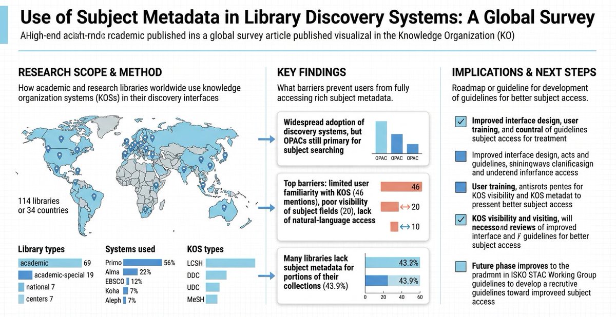 KO_Journal_IMR's tweet photo. 💡Are libraries wasting their subject metadata? A global survey reveals why #KnowledgeOrganizationSystems go underused in #AcademicLibraries. 
🧠Survey from Edinburgh Napier by Dr. David Haynes &amp; team, in Knowl. Organ.! 
👉: https://t.co/k4fUdRveHk @EdinburghNapier @KentState https://t.co/dS2Mh0kz4n