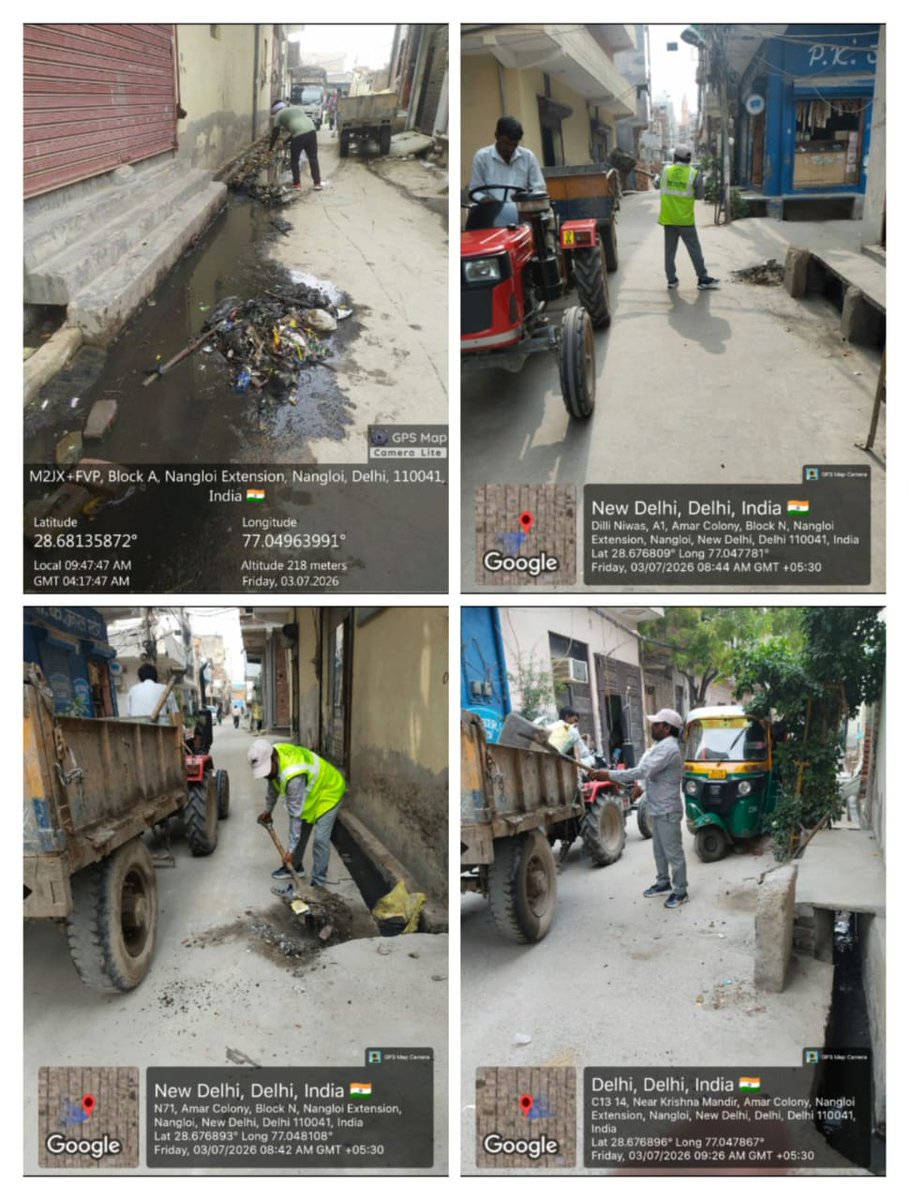 DmcNarela's tweet photo. A De-silting Drive was carried out in Narela zone to ensure proper drainage and prevent waterlogging.  Necessary cleaning and removal of silt/debris from drains were undertaken to improve sanitation and maintain smooth flow.
@LtGovDelhi
@CMODelhi
@MCD_Delhi
@SBM_MCD https://t.co/isHv4zsfwQ