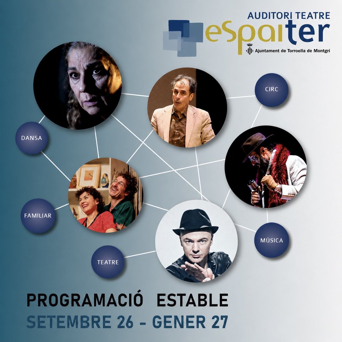 EspaiTer's tweet photo. Ja pots consultar la nova programació de l’Espai Ter pel segon semestre de 2026. Una vintena de propostes per a tots els gustos: música, teatre, dansa…

🎟️ Entrades disponibles a partir del dimecres 8 de juliol a https://t.co/4EUQdVmgP8 i a les taquilles d’Espai Ter https://t.co/NE5bcIAIWK