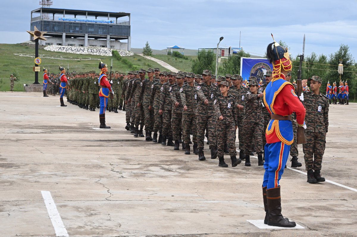 adgpi's tweet photo. Exercise #KhaanQuest 2026

The multinational peacekeeping exercise #KhaanQuest 2026 concluded today at the Five Hills Training Area, #Ulaanbaatar, #Mongolia. The closing ceremony was attended by Major General Baasandamba Dashtseden, Deputy Minister of Defence and Lieutenant General Ganbyamba Sunrev, Chief of General Staff of the Mongolian Armed Forces, who commended the professionalism and camaraderie displayed by all participating contingents.

Bringing together contingents from 18 nations, including India, the exercise enhanced interoperability, joint peacekeeping capabilities and humanitarian assistance under the UN Peacekeeping framework. The #IndianArmy demonstrated high standards of professionalism and operational proficiency during joint training and simulation-based exercises alongside partner nations.

Exercise Khaan Quest 2026 reaffirmed India's commitment to global peace, UN peacekeeping and multilateral military cooperation.

#TrainingBeyondBorders 
@MEAIndia
@DefenceMinIndia
@SpokespersonMoD
@IndiainMongolia
@NorthernComd_Ia
@firefurycorps