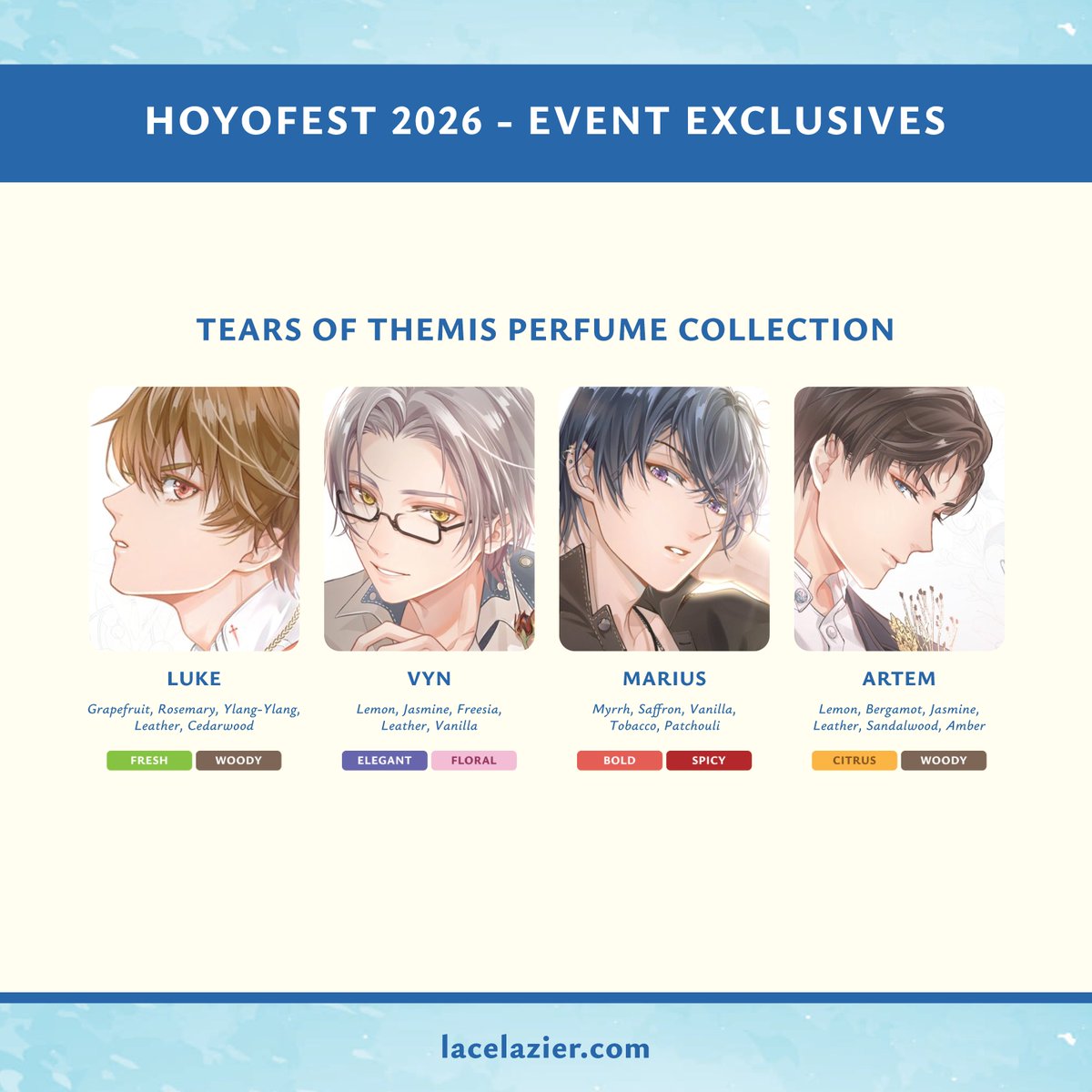 lacelazier's tweet photo. 💖🔁!
Opening pre-orders for HoyoFest 2026! New fragrances exclusive to the event! Limited stocks available! New Tsaritsa perfume debut!

💙Genshin / HSR / Tears of Themis
⏳Pre-order ends July 27! 

Check out my full merch catalog at the link below!
#HoYoFEST2026 #HoYoFestPH2026 https://t.co/1tNzQ4GhDV