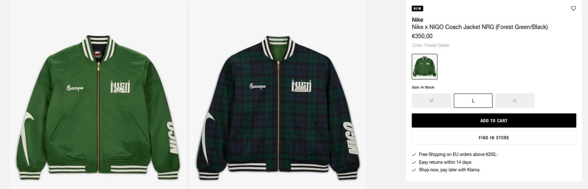 RESTOCK Nike x NIGO Coach Jacket NRG Forest Green Black on Patta