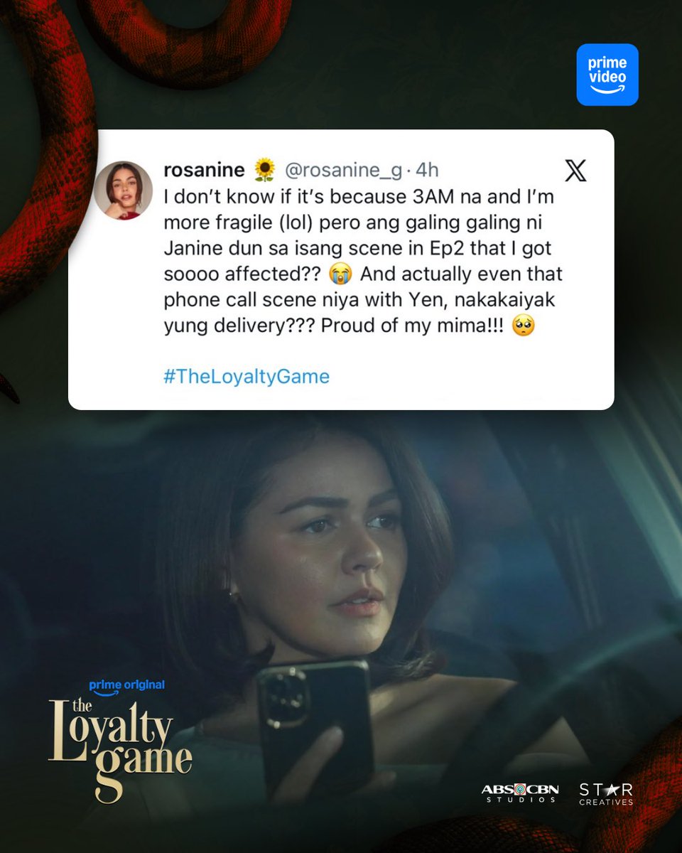 StarCreativesTV's tweet photo. 📺 Stream the first 2 episodes of #TheLoyaltyGame, exclusively on Prime Video.

Download @primevideoph and subscribe for just ₱149/month to stream exclusively on Prime Video. https://t.co/APo6blxfAx