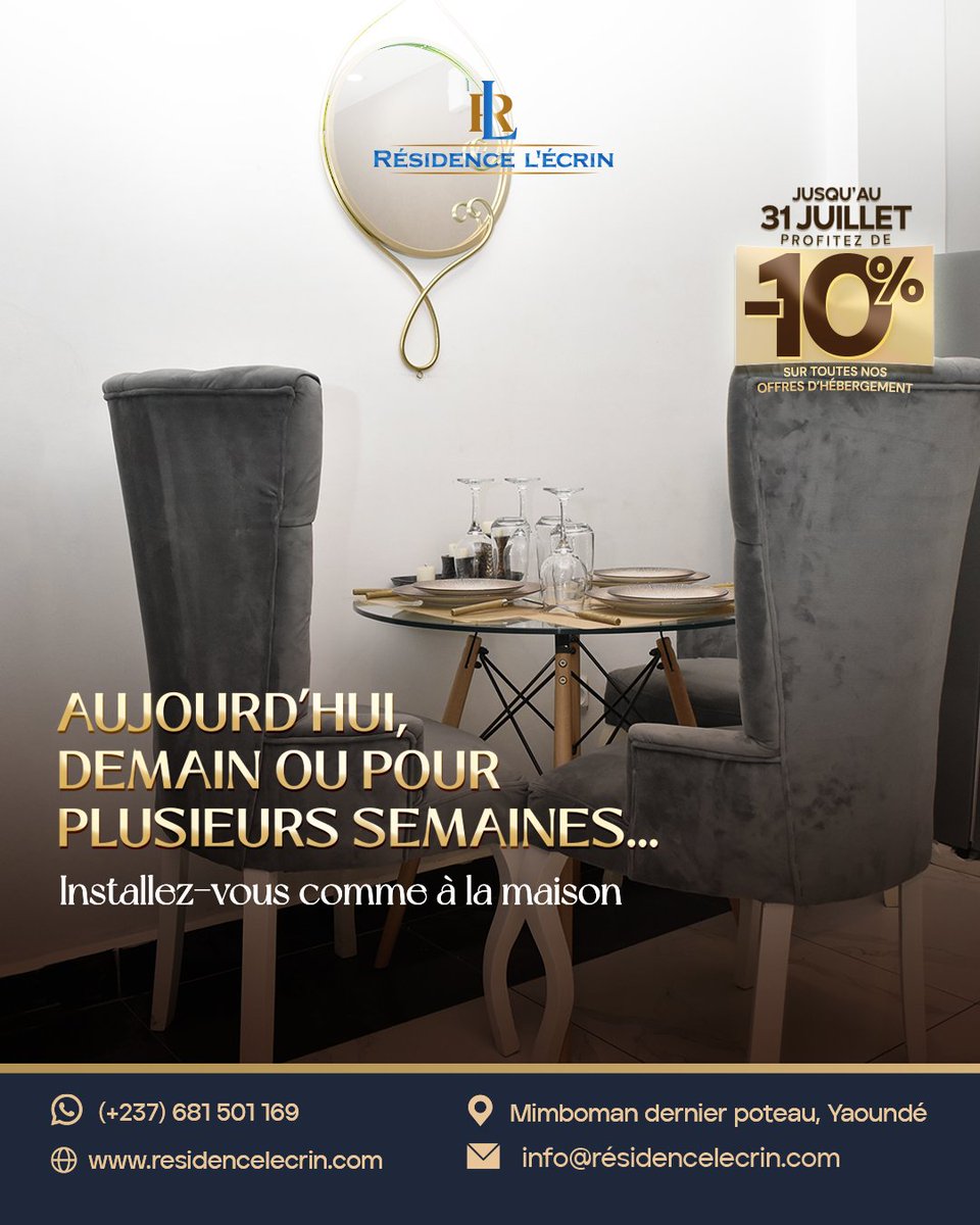 ResidenceLecrin's tweet photo. Aujourd'hui, demain ou pour plusieurs semaines…

🏡 Installez-vous comme à la maison à la Résidence L'Écrin.

🎁 -10 % sur toutes nos offres jusqu'au 31 juillet.

#ResidenceLEcrin #Promotion #Confort https://t.co/ecbIyW05U7