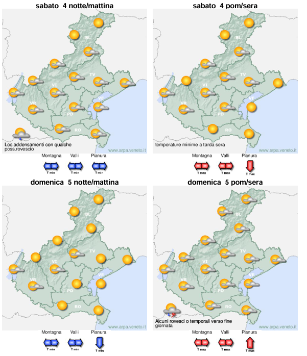 arpaveneto's tweet photo. #meteoweekend #veneto giornate estive per lo più stabili, salvo fasi di variabilità sabato nelle prime ore e domenica nel pomeriggio/sera; temperature nella norma. Dettagli https://t.co/7FBsNbqSrD https://t.co/iU1C5p8n9A