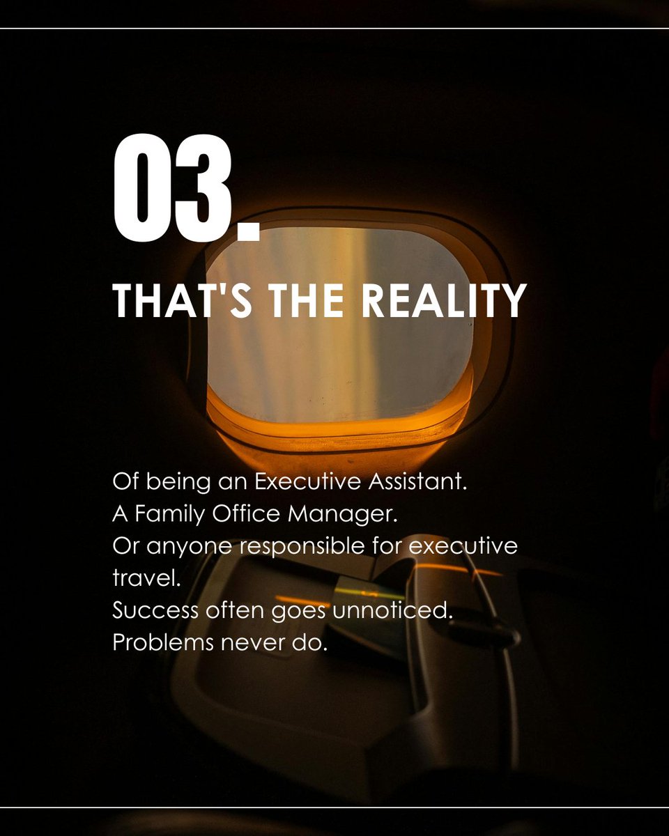 Emranshaikk's tweet photo. If you've never been responsible for someone else's travel...

You probably think it's just about booking a flight.

It isn't.

For an Executive Assistant, Family Office Manager, or Chief of Staff, every journey carries responsibility.

 #BusinessTravel #CEO #Founder #Concierge https://t.co/JaGEVR9N3q