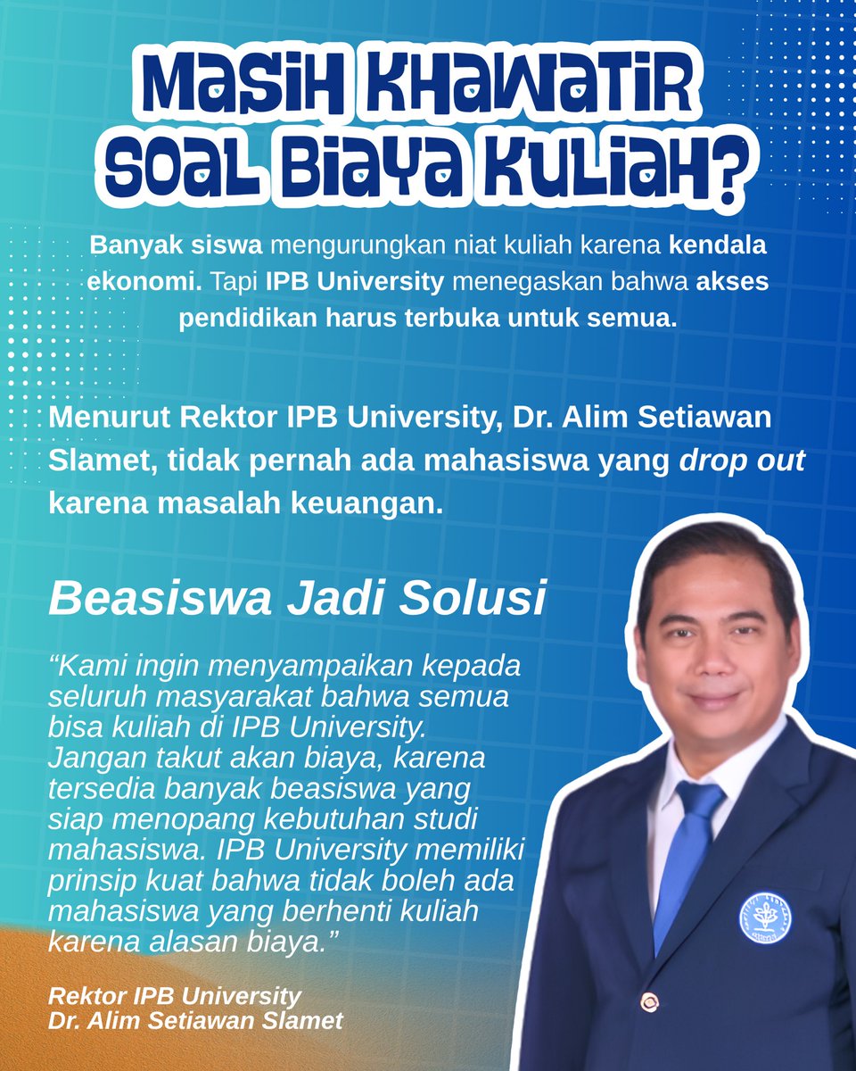 IPB24JAM's tweet photo. Data tahun 2025 menunjukkan lebih dari 10.901 mahasiswa menerima beasiswa dengan total penyaluran Rp141,72 miliar. https://t.co/bBbffYV8W2