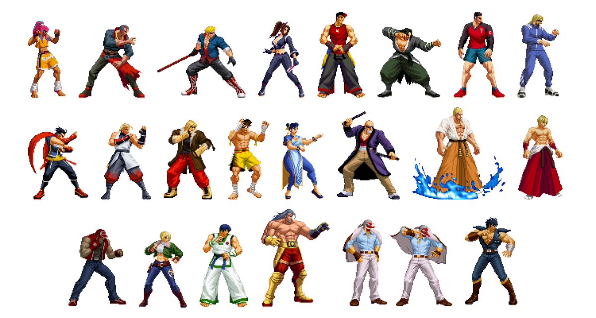 C73706559's tweet photo. 今まで描いた
MOW風COTWまとめ

#pixelart #ドット絵 #FatalFury #餓狼伝説 #CotW #MotW  #SNK https://t.co/xG9mxRYilS
