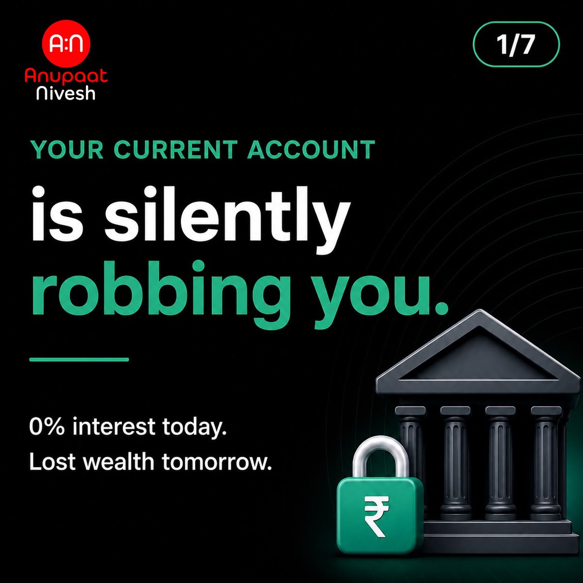 anupaatnivesh's tweet photo. Your current account may feel safe...
But what if it's silently costing you money?
Keeping large amounts of idle cash at 0% interest means your money isn't growing while inflation keeps rising.
#SmartMoney #MutualFunds #LiquidFunds #SafeAccount https://t.co/tINJMjK4Ue
