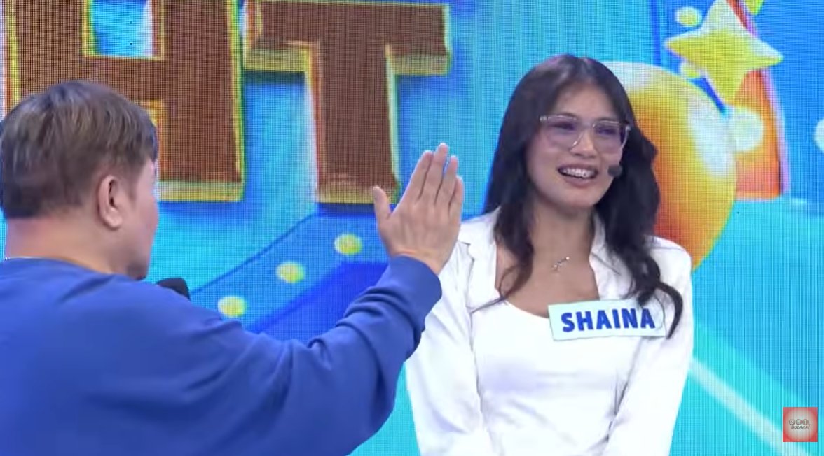 OneSportsPHL's tweet photo. NOT SHAI SA EB! 🤩

Adamson Lady Falcon and Alas Pilipinas standout Shaina Nitura joined the fun in Eat Bulaga’s Age is Right segment, while also teaching the hosts some volleyball lessons before the game.

#UAAP #AlasPilipinas

📸 Screengrab via Eat Bulaga https://t.co/zKI6ssLTHd
