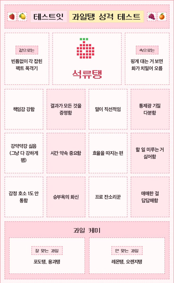 sonyeo71's tweet photo. 둘 다 해당되는거 있어서 두번 해봤음
재밋네 https://t.co/USnMNodDhh