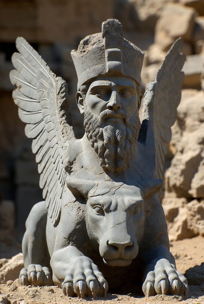 AtlasOfWisdom's tweet photo. Before soldiers, before walls, ancient Assyrian cities were guarded by something more unsettling than any weapon: the #Lamassu. A stone creature with a human face, bull body and eagle wings, placed at gates to make you feel watched long before you entered. https://t.co/UWZ4yMGjw2