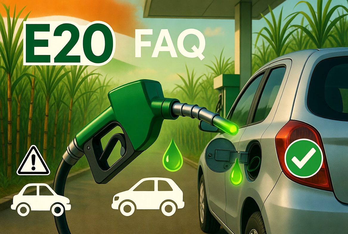 Fintech03's tweet photo. The govt shifted the country's baseline fuel to E20, but left the actual vehicle owners entirely in the dark. Since the Ministry should have circulated a clear, honest blueprint to prevent panic & confusion, let me do their job for them :))

E20 & Flex-Fuel Consumer FAQ:

Q1: Is my current car/bike compatible with E20 fuel?

Vehicles built AFTER April 2023: Yes. Your engine, fuel lines & gaskets are fully E20-compliant.

Vehicles built BEFORE April 2023: Materially Vulnerable. These engines were optimized for a maximum of 10% ethanol (E10). While the car will run on E20, the higher solvent properties of ethanol can accelerate the degradation of legacy rubber hoses, plastic seals & older aluminum fuel lines over time.

Nuance: Many manufacturers (e.g., Honda since 2009 models, Skoda post-2020 BS6) confirm their older vehicles are materially compatible with E20 & will not void warranties. Some pre-2023 cars may experience accelerated wear on rubber/plastic parts over time due to ethanol's solvent properties, but it is not an immediate failure for most. Long-term risks (corrosion, degradation) exist for legacy components.

Q2: Why exactly does my vehicle’s mileage drop with blended fuel?

This is a fixed law of thermodynamics, not a mechanical malfunction. Pure gasoline has a high energy density (~44 MJ/kg). Pure ethanol contains roughly 35% less thermal energy per unit volume (~27 MJ/kg).

Because the fuel blend has less net energy density, our engine must burn a higher volume of fuel to produce the exact same mechanical power. Expect a 3% to 10% drop in mileage on standard engines running E20.

Q3: Is there a way to upgrade my older vehicle for E20?

Yes. The automotive industry is addressing the compatibility gap for pre-2023 vehicles. Maruti Suzuki & some aftermarket suppliers have developed/are rolling out E20 retrofit/upgrade kits. These kits primarily replace vulnerable components like fuel lines, rubber seals, gaskets & certain hoses with ethanol-resistant materials.

Typically covers Maruti models up to 10-15 yrs old. Estimated cost: ₹4-6K for the kit (depending on the model) + labour charges at a service centre. Total cost is usually < ₹10K.

Q4: What is the difference b/w 1G & 2G Ethanol, & what are we using?

1G (First-Generation): Made directly from food crops & cash crops (sugarcane molasses, maize, & surplus rice). Currently, over 99% of the ethanol in India is 1G.

2G (Second-Generation): Made from agricultural waste & non-food biomass (like paddy straw/stubble).

Why it matters: 1G strains water resources. 2G is superior because it turns waste into fuel w/o impacting food security, but it is currently highly expensive & complex to scale commercially.

Q5: Is ethanol-blended petrol actually "better" for my car or the country?

For your car: It acts as a high-octane oxygenate. It helps the fuel burn more cleanly & uniformly, which reduces engine knocking & lowers toxic tailpipe emissions like CO.

For the country: It is a massive economic hedge. India imports ~85-90% of its crude oil. Blending saves billions in FX reserves & channels those payments back into the domestic agricultural economy.

Q6: Will using E20 fuel void my motor insurance policy?

No. The Ministry of Petroleum & Natural Gas & the govt have explicitly clarified that all motor insurance policies remain 100% valid. Insurers cannot reject standard accident/damage claims based on the % of ethanol flowing through your engine.

Q7: Minister Nitin Gadkari recently approved E85 & E100 regulations. Can I use these in my current car?

Absolutely not. The govt officially finalized the regulatory framework for E85 (85% ethanol) & E100 (100% pure ethanol).

These fuels are strictly designed for a new class of vehicles called Flex-Fuel Vehicles (FFVs). Mass-market manufacturers like Maruti Suzuki (with the WagonR FFV prototype), Toyota, MG, Hyundai & Hero MotoCorp are launching these vehicles specifically to handle high-concentration ethanol. Pumping E85/E100 into a regular, non-flex-fuel petrol car will cause immediate engine & fuel system failure.

Q8: What is "Phase Separation" & how do I prevent it?

Ethanol is hygroscopic, meaning it acts like a sponge for atmospheric moisture. If your vehicle sits completely idle for weeks, the ethanol will pull water into the tank. If the moisture level crosses 0.5%, the water & ethanol will separate from the petrol & settle as a sludge at the bottom of your tank.

Prevention: If you plan to leave your vehicle unused for an extended period, keep the tank as full as possible/ensure you top it up with fresh fuel regularly to keep the mixture stable.

Q9: Can a petrol pump deliberately manipulate the E20 blend? How do I check it on the spot?

You cannot use a standard Density Meter (lactometer equivalent) to catch extra ethanol. Because the density of petrol (~740 kg/m^3) & ethanol (~789 kg/m^3) are relatively close, an extra 10% of hidden ethanol gets easily masked within the daily allowable temperature-density variance chart. A density test only catches water/heavy kerosene adulteration.

To catch exact ethanol percentages, you must exploit ethanol’s chemical property of hygroscopy (its intense attraction to water). You can buy a cheap, graduated testing cylinder (often sold as an Ethogage).

How to execute the test: Pour exactly 10 ml of water into a 100 ml graduated cylinder. Fill the rest of the cylinder with the pump's petrol up to the 100 ml mark (giving you 90 ml of fuel). Shake it vigorously for 1 minute & let it settle for 3 minutes.

How to read the data: Because ethanol completely abandons petrol to bind with water, the fluid layer at the bottom will expand: If it is perfect E20 Petrol: The bottom line will rise exactly to 28 ml (10ml water + 18ml extracted ethanol). If the pump is cheating (Over-blending), the bottom line will shoot way past 28 ml. If it hits 35 ml, they are dumping illegal quantities of ethanol into your tank.

I have no affiliation with any political party. My only allegiance is to Bharat. Thank you. 🙏🙏