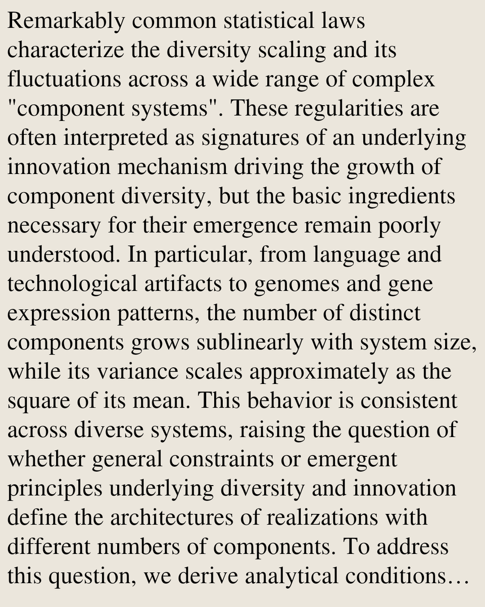 StatMechanics's tweet photo. Alternative routes to universal diversity scaling in component systems: from proteomes to large language models

Andrea Mazzolini, Leonardo Agasso, Filippo Valle, Michele Caselle, Marco Cosentino Lagomarsino, …
https://t.co/pi4t56sn8a [𝚌𝚘𝚗𝚍-𝚖𝚊𝚝.𝚜𝚝𝚊𝚝-𝚖𝚎𝚌𝚑] https://t.co/ijDP9AsxZ2