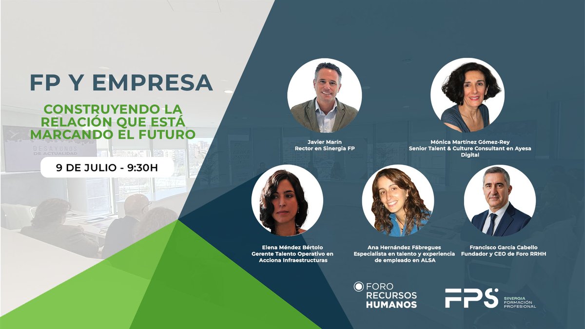 ForoRRHH's tweet photo. ☕️Última semana para inscribirte al Desayuno de Actualidad de @ForoRRHH y Sinergia FP

📍9 julio | Madrid | 9:30h

📢FP y Empresa: construyendo el futuro del talento

Con expertos de ALSA, Acciona y Ayesa

¡Aforo limitado! 
No te quedes fuera👇
https://t.co/nZNSwOdPx5 https://t.co/LxxfkpnTel
