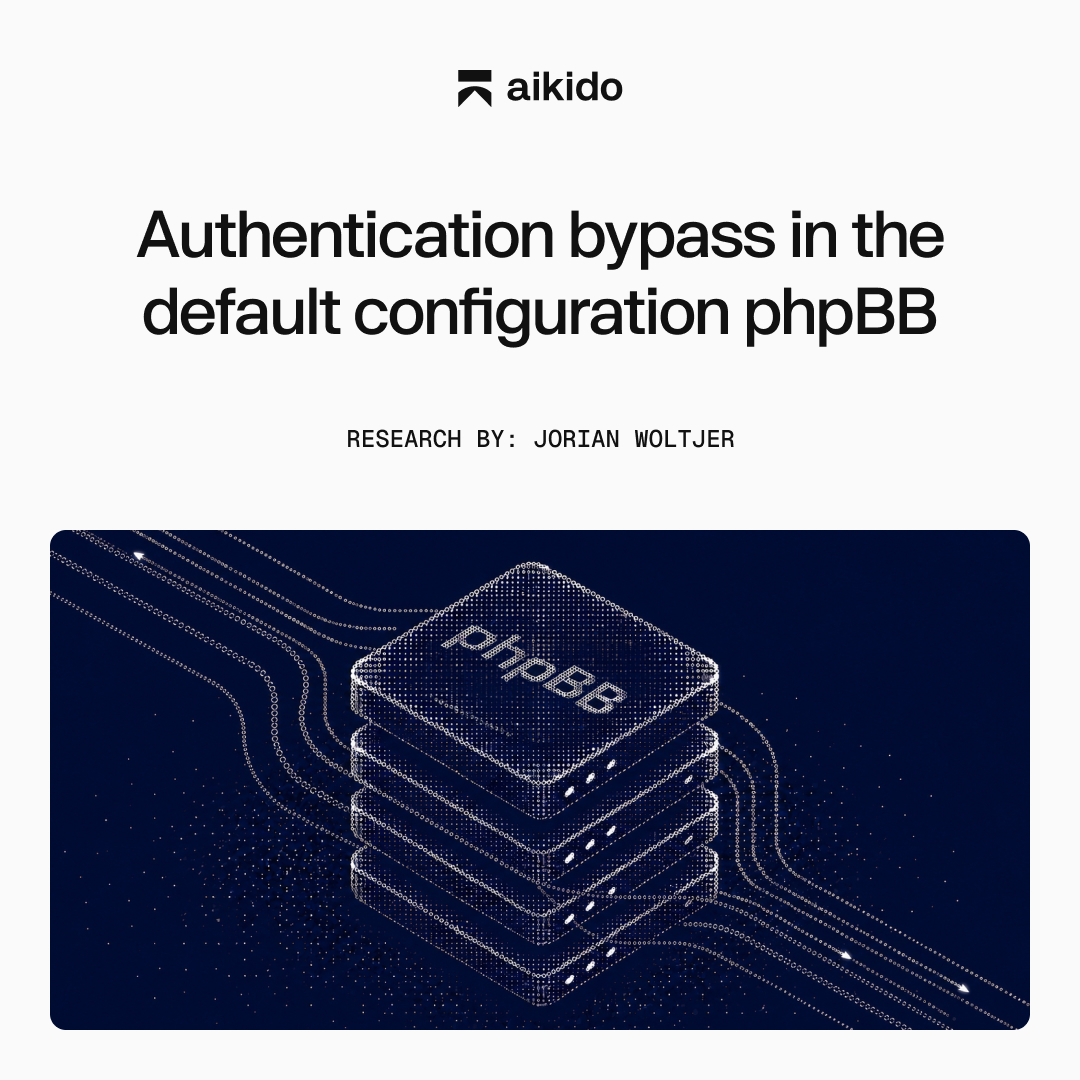 AikidoSecurity's tweet photo. On June 10th, we announced a critical auth bypass in phpBB, now CVE-2026-48611. Here's the technical followup with exploit scenarios and how to detect it.

All it takes is one unauthenticated request to log in as any user, admin included, on a default phpBB install, no password required. Aikido Attack caught this on a routine run. We reported it June 2nd, and phpBB shipped a fix four days later in version 3.3.17. If you haven't upgraded yet, do it now.
