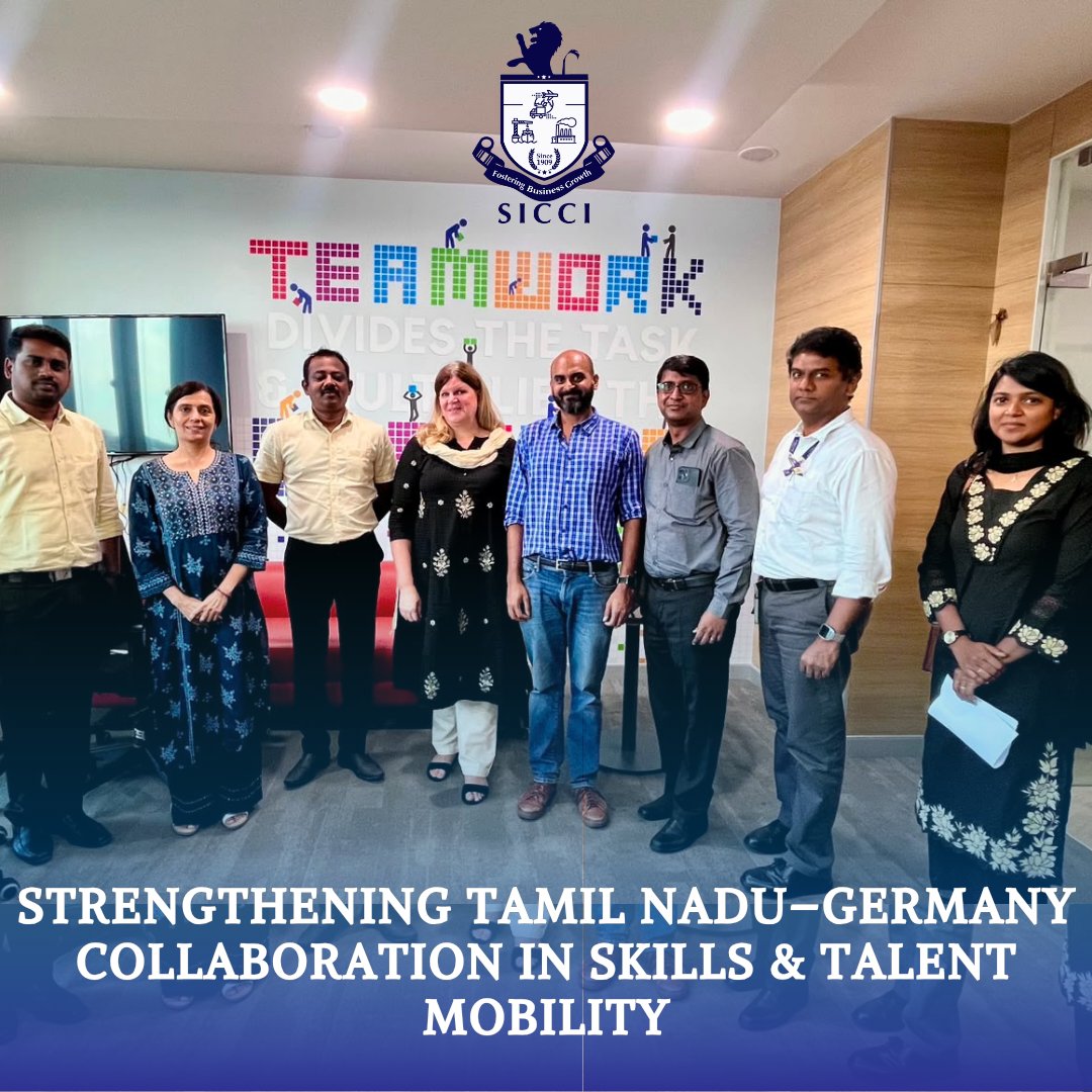 sicci_in's tweet photo. 🌍 SICCI facilitated a strategic interaction between Truecare GmbH, Germany, and TNSDC to strengthen Tamil Nadu–Germany collaboration in skills development and global talent mobility.
#SICCI #TNSDC #Truecare #TalentMobility #SkillDevelopment #Germany #GlobalCareers https://t.co/JNIoMCAQad