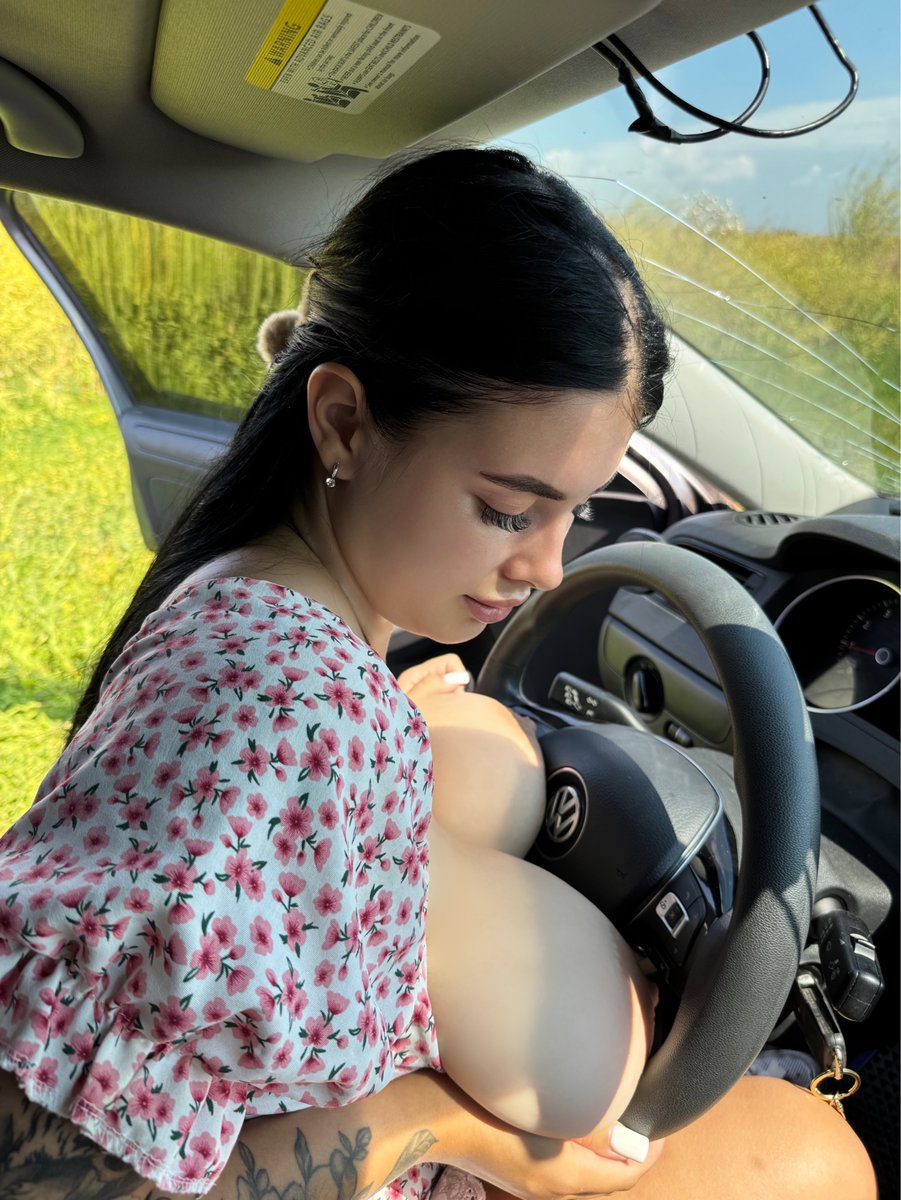 MonaaDiary's tweet photo. You heard the horn, turned around - and saw me leaning my chest against the steering wheel, waiting for you. 😈 Look how I'm having fun while you're parking 🔞 https://t.co/6sizsPFJzE