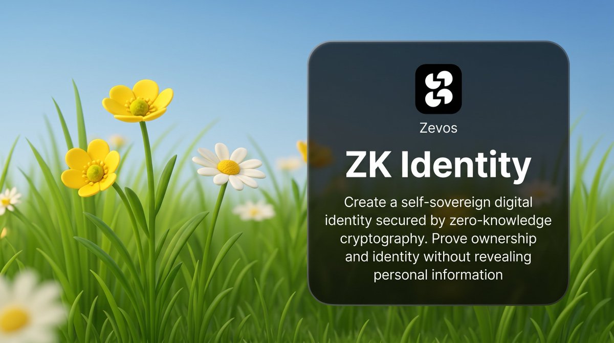 Zevostoken's tweet photo. Identity should belong to you not to platforms.

Zevos introduces a zero-knowledge identity layer that lets you prove ownership, credentials, and eligibility without exposing personal information.

One identity. Complete privacy. Unlimited access across Web3. https://t.co/X5eQ2Fn8rX