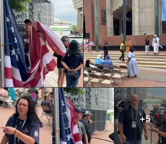 SaltyGoat17's tweet photo. 250th-anniversary American flag forced to be removed at Boston City Hall Plaza and replaced with the Somali flag because IT was "official"

THIS is Mayor Michelle Wu’s Boston...

The capital of one of the original 13 colonies HAS FALLEN!!! https://t.co/tTJAEx9Pvc