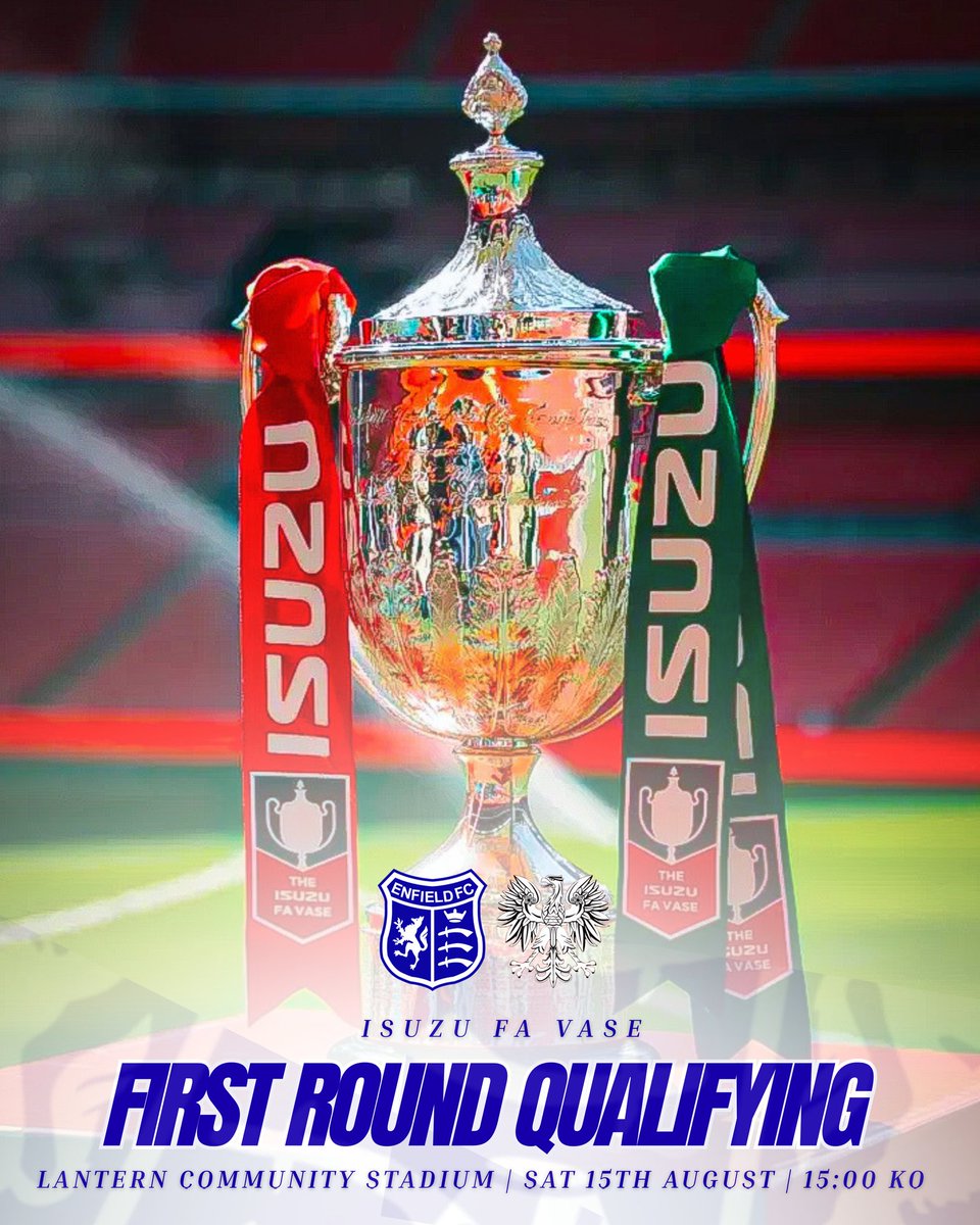EnfieldFC's tweet photo. ✅ CONFIRMED: The E's will host Belstone at the Lantern Community Stadium in the Isuzu FA Vase First Round Qualifying. The winner of this tie will host Wivenhoe Town or Frenford in the Second Round Qualifying.

#WeAreTheEs https://t.co/xHU7HbOMgQ