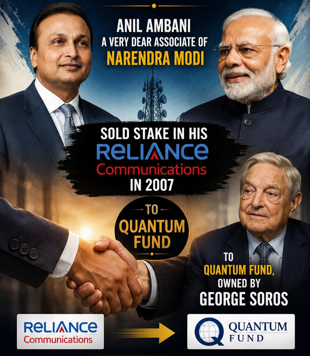 palwai's tweet photo. #AnilAmbani
a very dear associate of #NarendraModi
sold stake in his #RCom in 2007
to Quantum Fund, owned by #GeorgeSoros https://t.co/UWo617wvP1