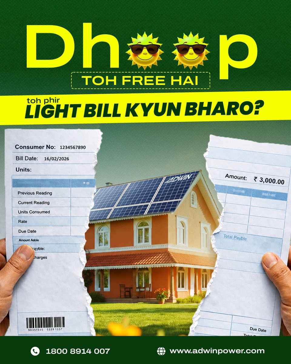 AdwinBattery's tweet photo. Did you know
A rooftop solar system can significantly reduce your monthly electricity bills by generating power directly from sunlight.
Switch to solar today. Save for years to come.
#AdwinPower #SolarEnergy #ElectricitySavings #RenewableEnergy #GoSolar https://t.co/fIJZw6XzEE