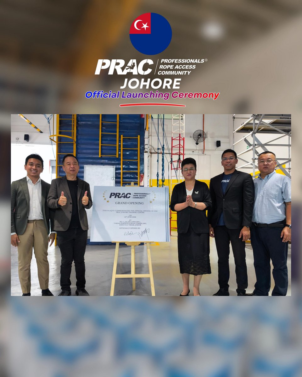 DraggerEngr46's tweet photo. PRAC Johore Training Centre was officially launched on 25 June 2026, together with the Jiaolong Product Launching.

A milestone for WAH, rope access, rescue, PPE inspection and safety competency in Johor.

Thank you to all who joined.

#DraggerEngineering 46 #PRACJohore #Jiaolong https://t.co/FcE41auP5C