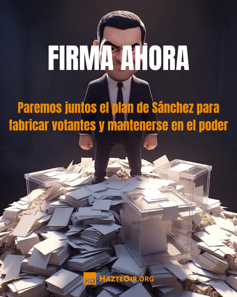 hazteoir's tweet photo. ⚠️ ALERTA / TENEMOS POCO TIEMPO

🗳️ ¡La Ley de Nietos es un PUCHERAZO!

📱 FIRMA AHORA y PÁSALO para frenar el plan de Sánchez para fabricar votantes y mantenerse en el poder

✍️ Firma aquí:
https://t.co/c5q9vospvl https://t.co/Orp1DizzPo