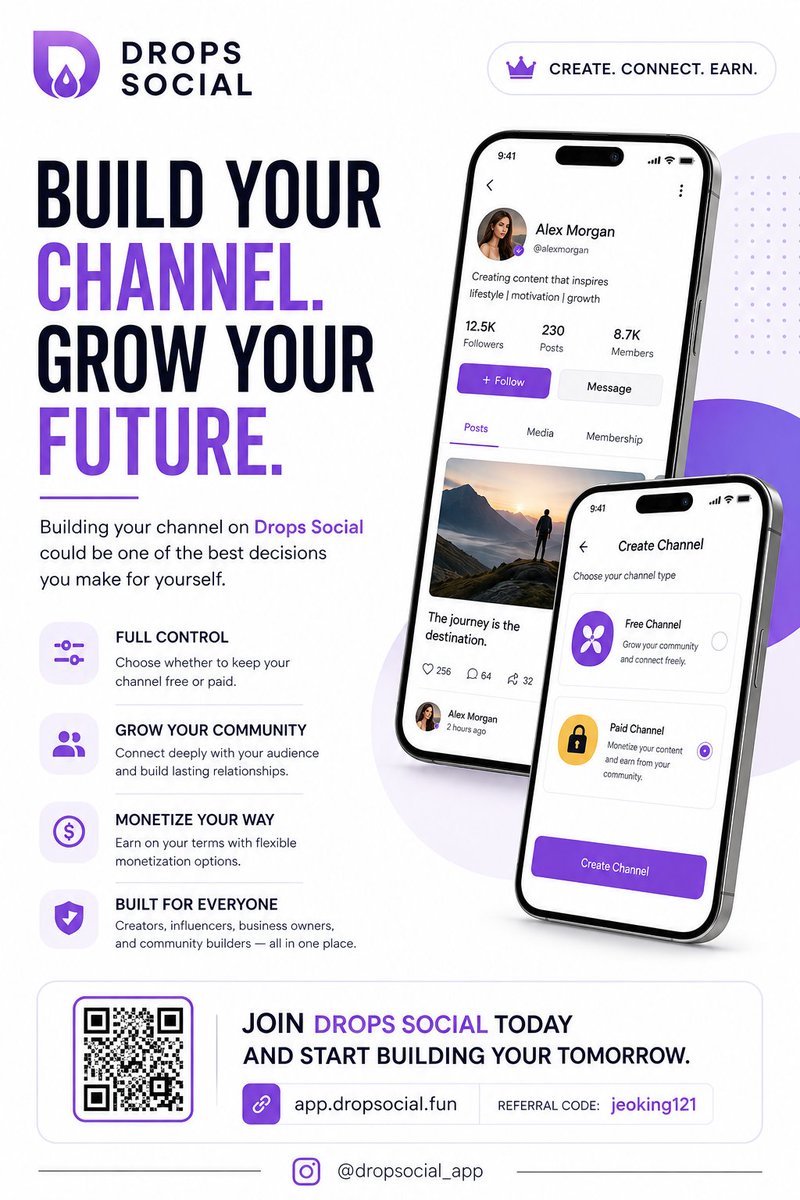 Jeoking121's tweet photo. Building your channel on Drops Social could be one of the best decisions you make for yourself.

With Drops Social, you can choose whether to keep your channel free or paid, giving you full control over how you grow and monetize your community

Available on play store 🚀 https://t.co/pEyeii6A6C
