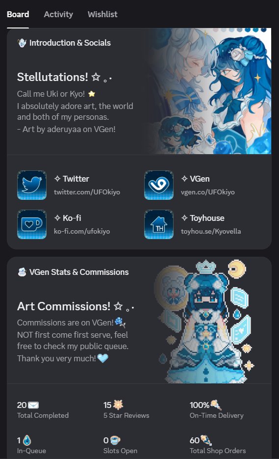 UFOkiyo's tweet photo. I added some new Discord widgets to my profile! They're public at the moment!! I've always loved customising things.. https://t.co/tWMFUSL6ki