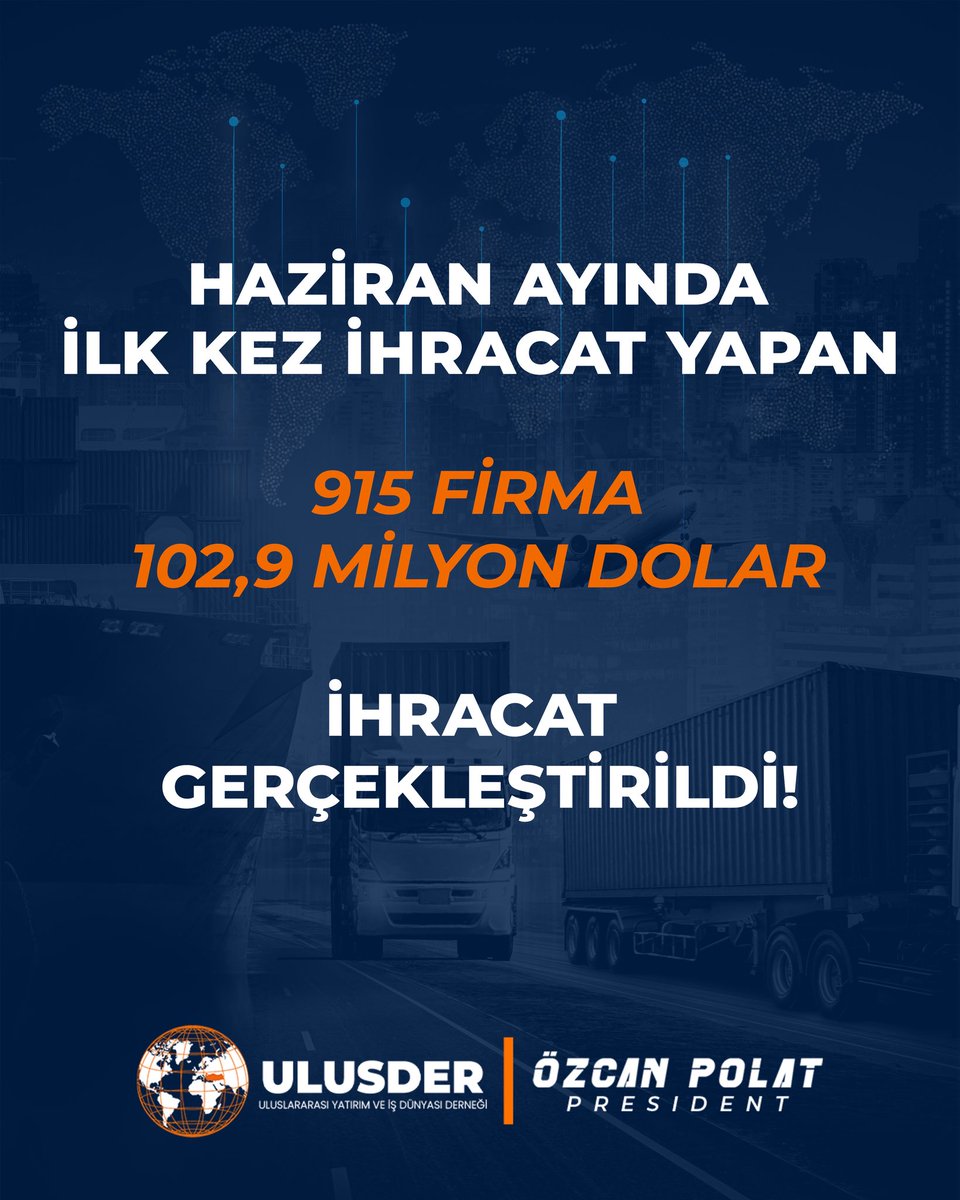 ulusder's tweet photo. Haziran ayında Türkiye’nin ihracatı 22,5 milyar dolar olarak gerçekleştirildi. 

Haziran ayında en fazla ihracat gerçekleştirilen ilk üç sektör:

• Otomotiv Endüstrisi: 3 milyar 337 milyon dolar
• Kimyevi Maddeler ve Mamulleri: 3 milyar 290 milyon dolar
• Çelik: 1 milyar 750 milyon dolar

Haziran ayında en fazla ihracat yapılan ilk üç ülke:

• Almanya: 1 milyar 971 milyon dolar
• ABD: 1 milyar 540 milyon dolar
• İtalya: 1 milyar 355 milyon dolar

Haziran ayında 915 firma ihracat yaptı. Yeni ihracatçı firmaların ihracata katkısı ise 102,9 milyon dolar olarak kaydedildi.

#ULUSDER #İhracat #Türkİhracatı #DışTicaret #TİM #ÖzcanPolat