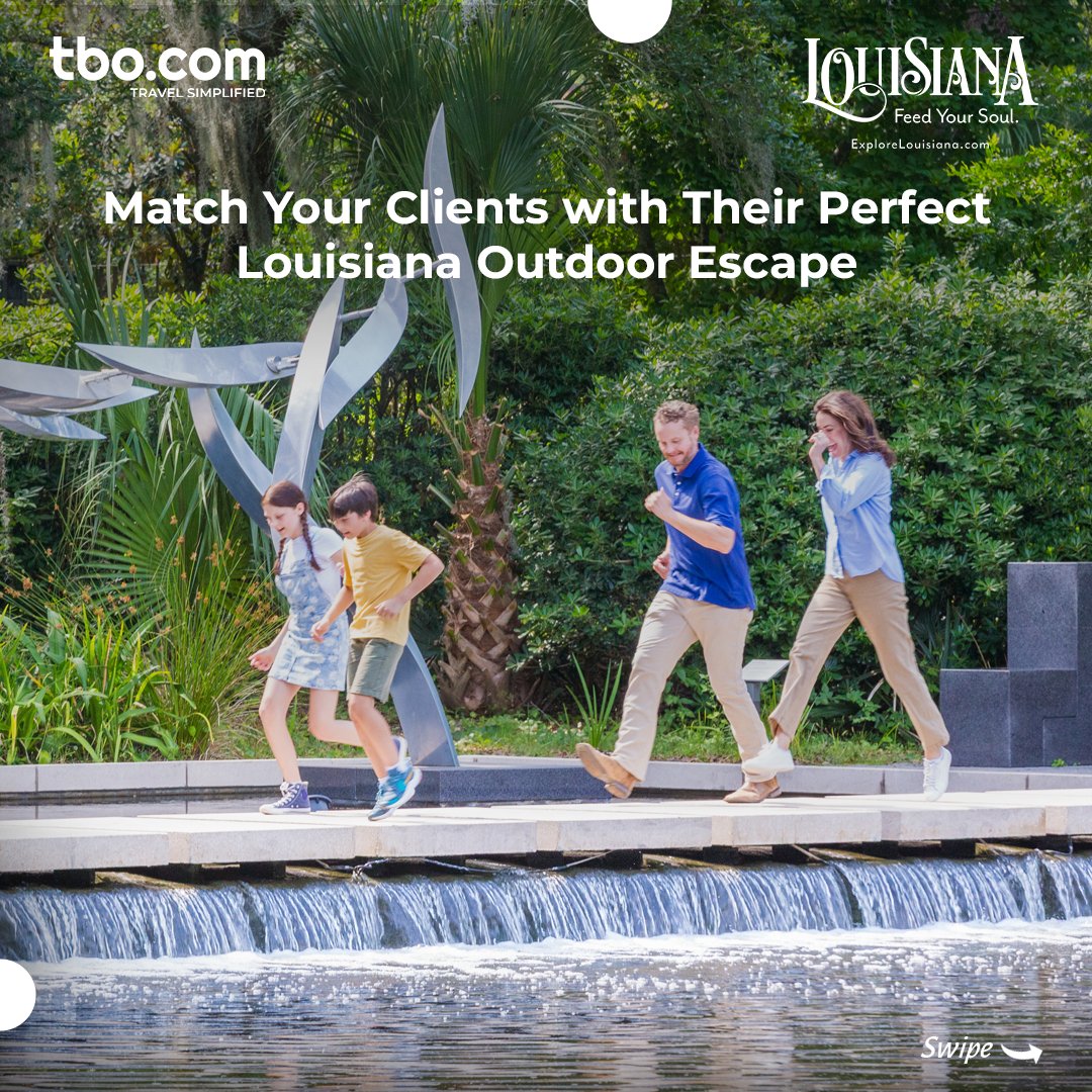 TBO_INDIA's tweet photo. Recommend exciting airboat tours, serene kayaking routes, wildlife-rich birding spots, family-friendly state parks, scenic biking trails, and unforgettable evenings under the stars.

Start booking now!
https://t.co/Kqji6Da3Of

#Louisiana #ExploreLouisiana #TBO #TravelAgents https://t.co/spe2CqoD5K