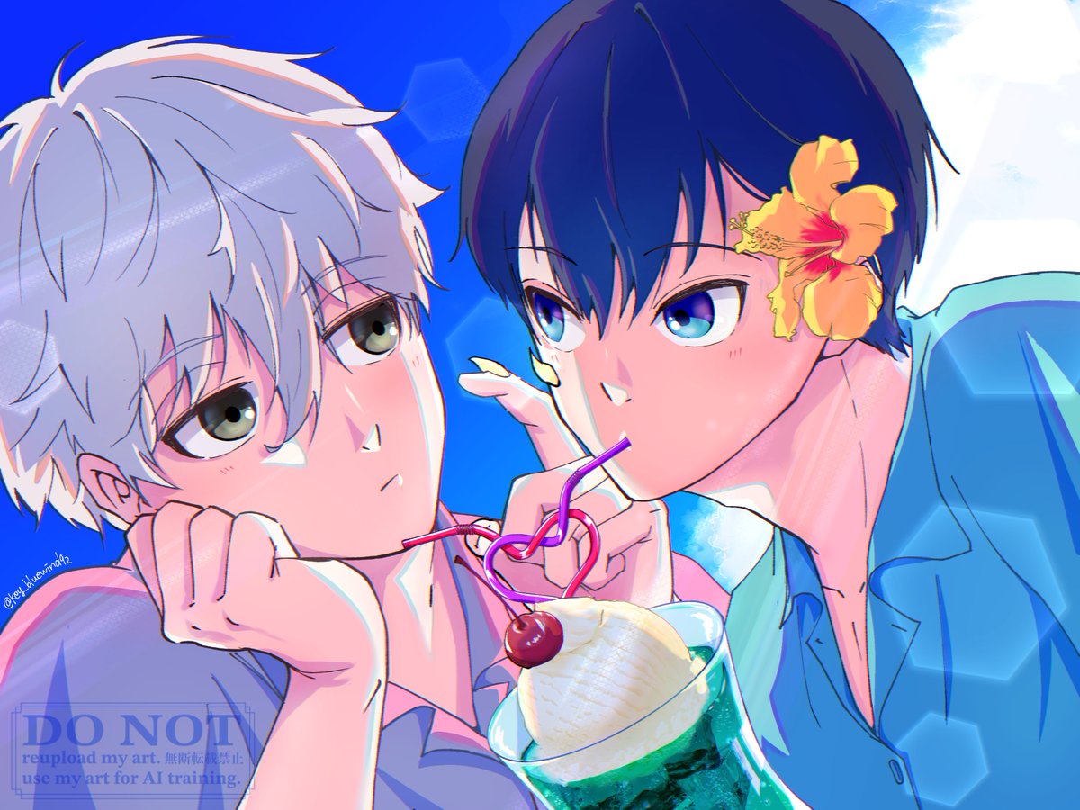 key_bluewind92's tweet photo. 【ngis】夏の二人〜🌺 https://t.co/C8QHc67Eu3