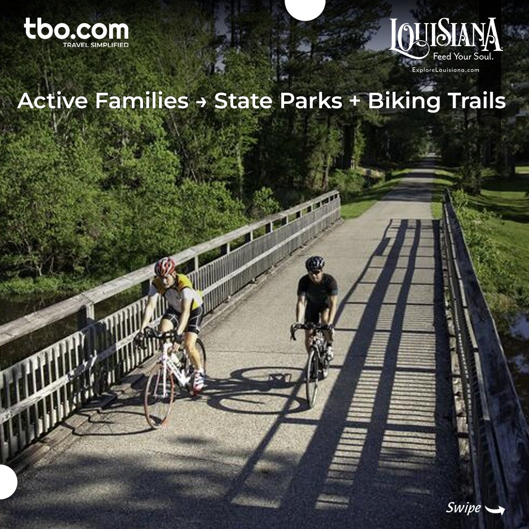 TBO_INDIA's tweet photo. Recommend exciting airboat tours, serene kayaking routes, wildlife-rich birding spots, family-friendly state parks, scenic biking trails, and unforgettable evenings under the stars.

Start booking now!
https://t.co/Kqji6Da3Of

#Louisiana #ExploreLouisiana #TBO #TravelAgents https://t.co/spe2CqoD5K
