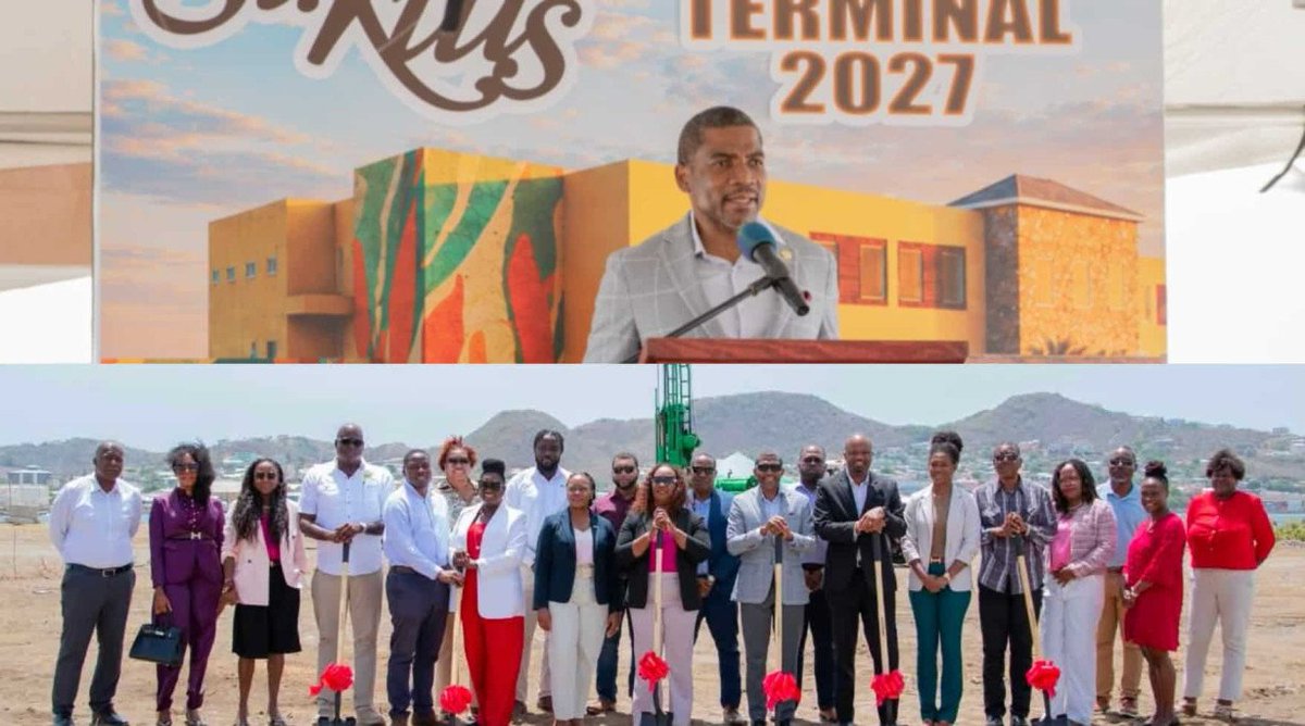 caribbeannewsuk's tweet photo. #STKITTS: The Government has officially started construction on a new cruise terminal at Port Zante as a significant investment that is meant to strengthen the country’s economy, expand employment opportunities and launch cruise home-porting operations from Basseterre by Nov 2027 https://t.co/b9aRuLVD4A