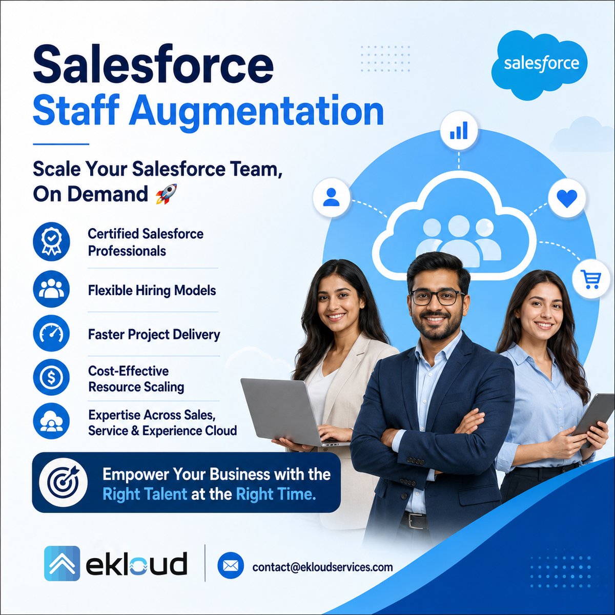ekloudServices's tweet photo. Scale your #Salesforce team with certified experts, flexible hiring models, and faster project delivery.
Our Salesforce #StaffAugmentation services help businesses grow without the challenges of long recruitment cycles. 📧 contact@ekloudservices.com
#CRM #SalesCloud #ServiceCloud https://t.co/hlWjtyZleB