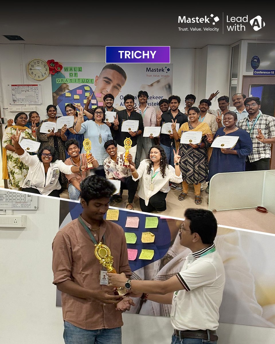 Mastekltd's tweet photo. Every great journey deserves a meaningful celebration.
 
The ACE (A Communication Explorer) Gala marked the successful completion of a transformative learning journey for our participants across Chennai, Trichy, and Mumbai.
 
Designed to help employees build confidence, strengthen workplace communication, and enhance interpersonal skills, the ACE Program has empowered participants to grow both personally and professionally. The Gala celebrated this journey by recognizing their dedication, progress, and achievements through Certificates of Completion, Special Awards, inspiring success stories, and shared experiences.
 
One of the most memorable moments was bringing together participants who had connected virtually throughout the program, creating an opportunity to meet in person, network, celebrate milestones, and build even stronger professional relationships.
 
A heartfelt thank you to all our facilitators, stakeholders, and support teams whose unwavering encouragement and commitment made this journey possible. Your guidance has played a vital role in shaping confident communicators and collaborative professionals.
 
Congratulations to all our ACE graduates! Here's to many more learning milestones, meaningful connections, and a future of continuous growth together.
 
#Mastek #ACEProgram #LearningAndDevelopment #LifeAtMastek #EmployeeGrowth #ProfessionalDevelopment #CommunicationSkills