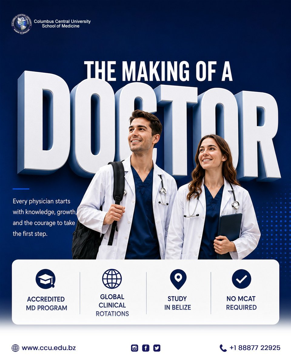 columbus_univ's tweet photo. Every doctor's journey starts long before the white coat. 🩺

🎓 Accredited MD Program
🌍 Global Clinical Rotations
📍 Belize
📩 Admissions Open 

#FutureDoctor #CCUSchoolOfMedicine #StudyMedicineAbroa https://t.co/SnIw8ms1IM