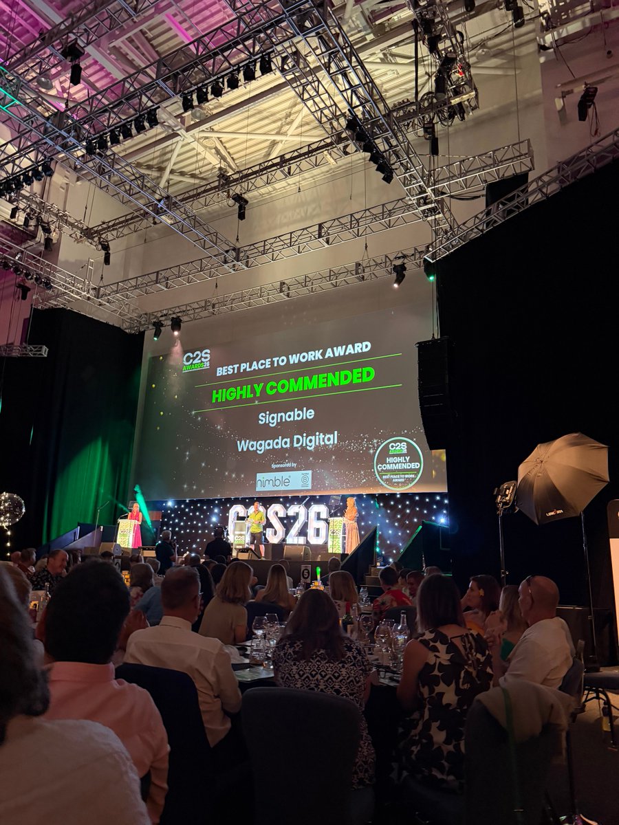signablehq's tweet photo. A great evening at the C2S Awards, and we’re delighted to be recognised as Highly Commended in two categories:
 
Best Place to Work and Medium Business of the Year!
 
Congratulations to all the finalists and winners, and thank you to the organisers for a fantastic event. 💙 https://t.co/xpwaKRvktp