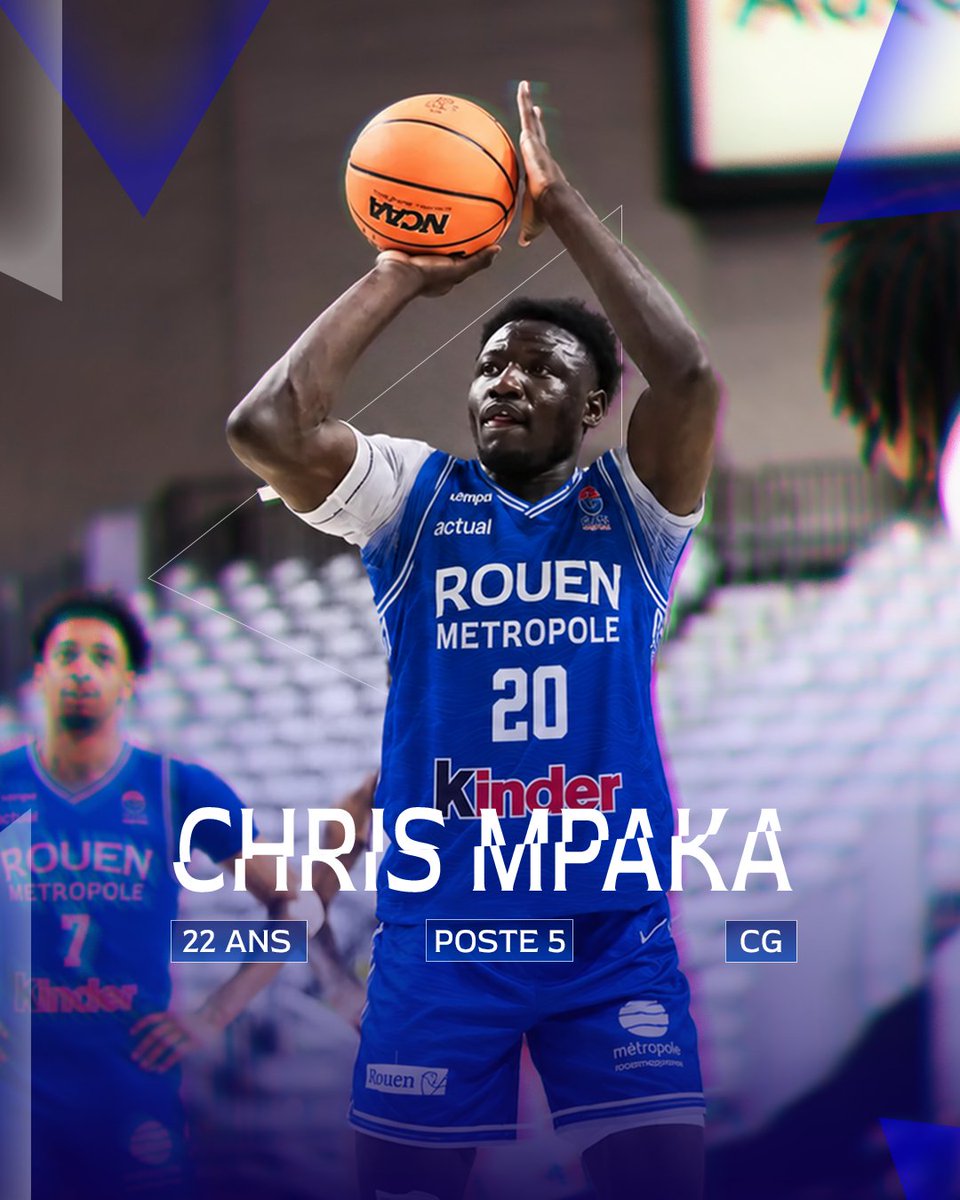 RouenMBasket's tweet photo. Chris Mpaka 😈💥

Il arrive tout droit des États-Unis, où il a réalisé un très beau parcours universitaire !

Solide défenseur et attaquant énergique, Chris va nous régaler toute l'année…

Attention aux arceaux… 😏 https://t.co/XNp8ib8K09
