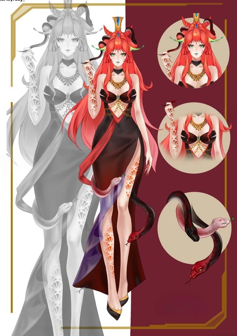 Jeni_Stardust's tweet photo. Serving elegance with a side of danger. 🐍✨
Had so much fun working on every little detail which part caught your eye first? 👀
#OriginalCharacter #OC #Fantasycharacter #CharacterArtist #vtuber弾き語リレー https://t.co/QNm7ggv48D