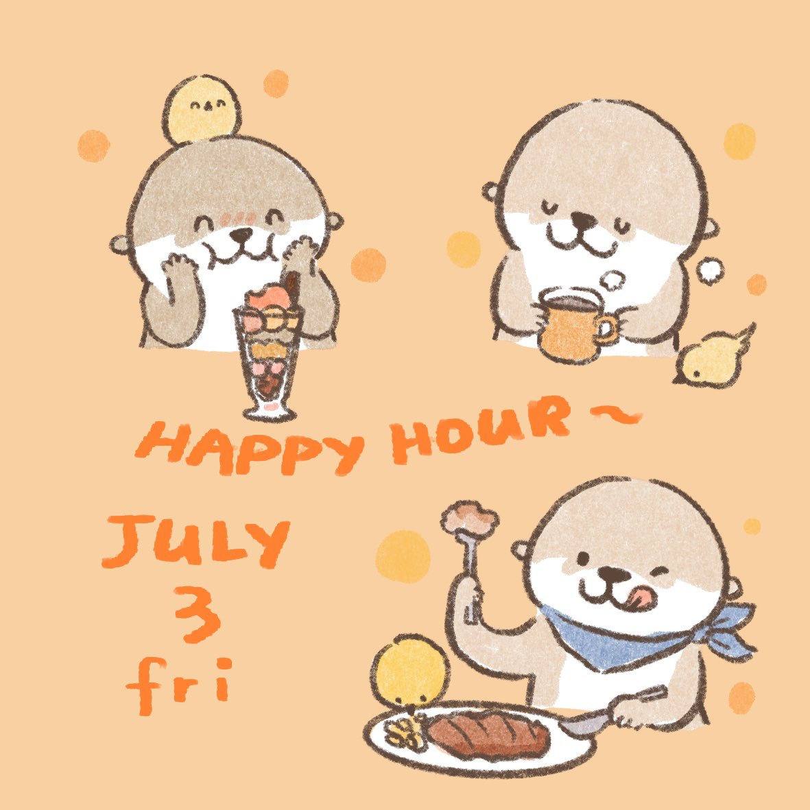 Shinewaterc's tweet photo. カワウソタタのハッピーアワー
Happy hour of otter タタ
#カワウソ　#イラスト　#カレンダー https://t.co/yjde2NfpZH