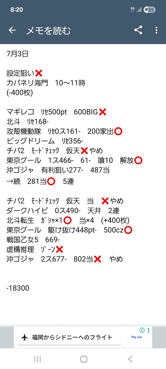 TM4_666's tweet photo. 7月3日　抽選15/50

機種煽りイベ
何機種か対象あるなかでカバネリへ🏃

いつもどおりの💩挙動w
やめてエナへ🚙💨

ゴージャス
もう少し伸びてほしかったな〜

ダークハイビ
初打ち🙂　あっさり終了

転生
切断まであと少しだったのに、
2.3回チャンスはあったのにモノにできず

負けたー
おつ🙂 https://t.co/7KtA4TaPw2