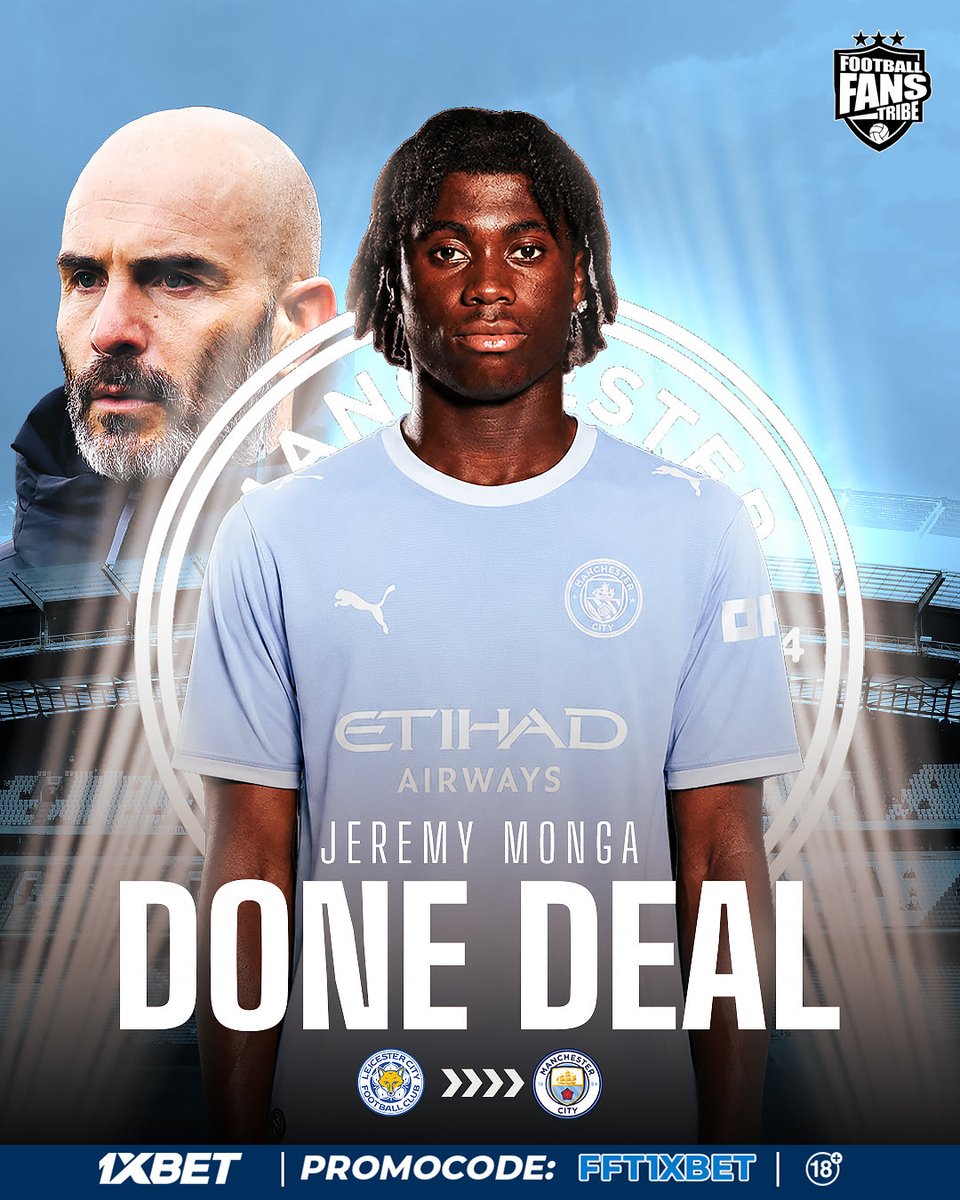 FansTribeHQ's tweet photo. 🚨🔵 Jeremy Monga Is officially a Manchester City player as a £10m package deal is complete after Manchester City beat Arsenal with Enzo Maresca being in front presenting a Long-Term project and the youngster choosing the Etihad 🔵✨
#JeremyMonga #Monga #ManCity #transfernews #Arsenal